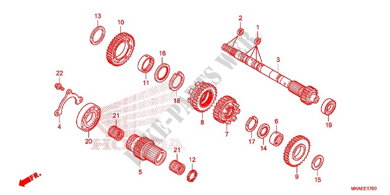 VERSNELLINGSBAK (ARBRE SECONDAIRE) voor Honda NC 750 INTEGRA 2016