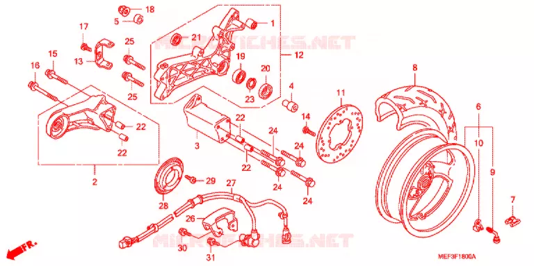 ACHTER WIEL Honda SCOOTER 400 SILVERWING 2009  FJS400A9