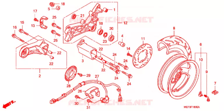 ACHTER WIEL Honda SCOOTER 400 SILVERWING 2009  FJS400A9