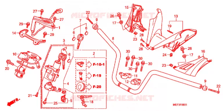STUUR -  HENDEL AFDEKKING (FJS400D9/FJS400A) Honda SCOOTER 400 SILVERWING 2009  FJS400A9
