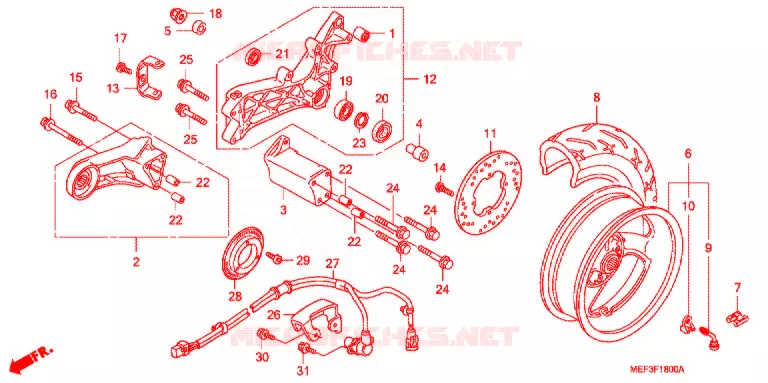 ACHTER WIEL Honda SCOOTER 400 SILVERWING 2013  FJS400A9