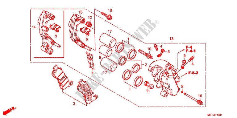 REMKLAUW VOOR (FJS400D9/FJS400A) voor Honda SILVER WING 400 ABS 2010
