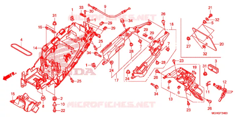 ACHTER STROOMLIJNKAP Honda MOTO 1200 CROSSTOURER 2017  VFR1200XAG
