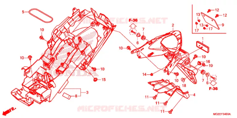 ACHTER STROOMLIJNKAP Honda MOTO 500 CB 2014  CB500FAE
