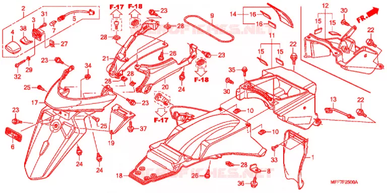 ACHTER STROOMLIJNKAP Honda MOTO 700 TRANSALP 2011  XL700VAB