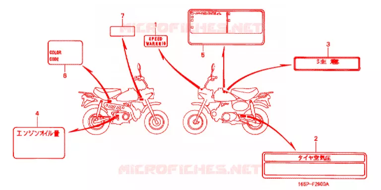 WAARSCHUWINGSLABEL(1) Honda MOTO 50 MONKEY 2001  Z50J1_M