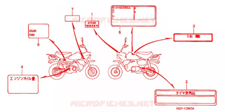 WAARSCHUWINGSLABEL(1) Honda MOTO 50 MONKEY 2003  Z50J3_MSP