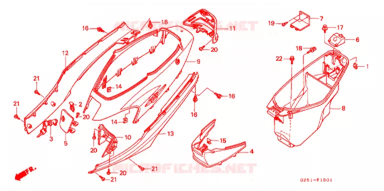 KONTPANEEL MIDDEN (SZ50P/R/T) Honda SCOOTER 50 TACT 1993  SZ50P