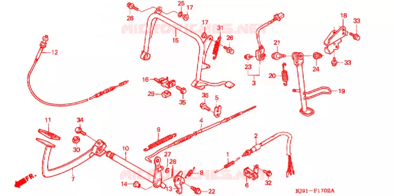 REMPEDAAL/MIDDENBOK (CH125P/R) Honda SCOOTER 125 SPACY 1994  CH125R