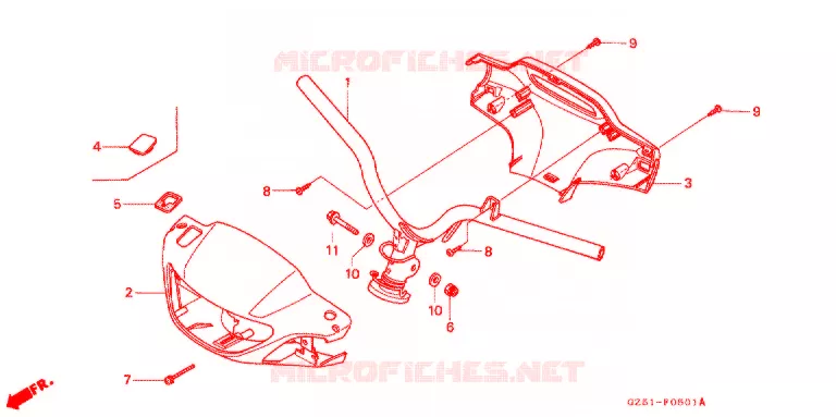 STUUR -  HENDEL AFDEKKING (SZ50P/R/T) Honda SCOOTER 50 TACT 1994  SZ50R