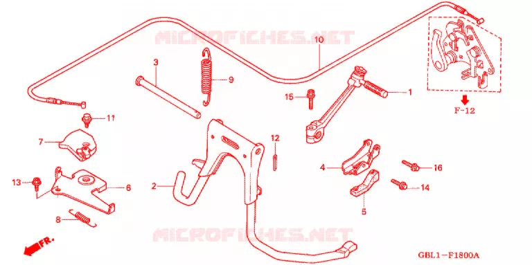 HOOFD STANDAARD/ KICKSTARTER ARM Honda SCOOTER 50 DIO 2003  SK50MW