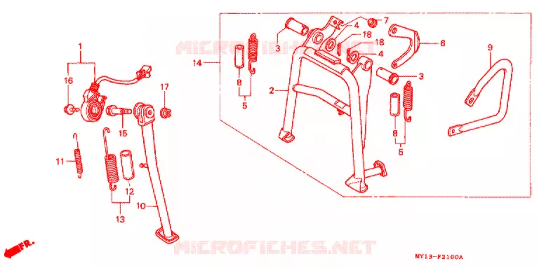 HOOFD STANDAARD/REMPEDAAL Honda MOTO 750 AFRICA-TWIN 1995  XRV750S