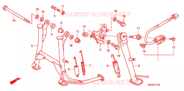 HOOFD STANDAARD/REMPEDAAL Honda MOTO 600 CBF 2010  CBF600SA