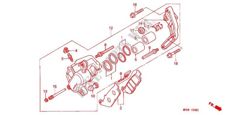 VOOR REMKLAUW (1) voor Honda CB 500 50HP 1996