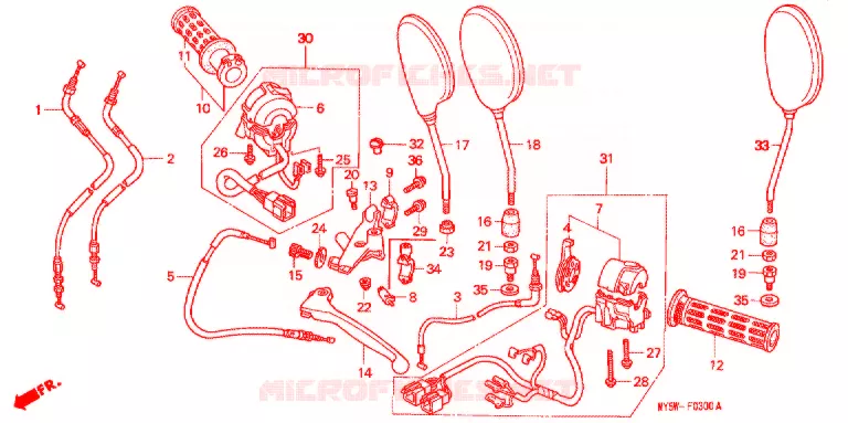 SCHAKELAAR/KABEL/HENDEL HEFBOOM(2) Honda MOTO 500 CB 2000  CB500SY