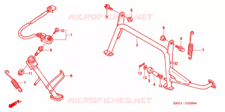 HOOFD STANDAARD/REMPEDAAL Honda SCOOTER 250 FORSIGHT 2000  FES250X