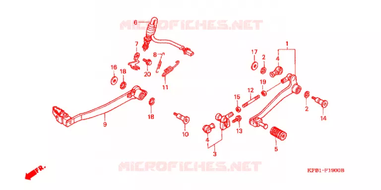 HOOFD STANDAARD/REMPEDAAL Honda MOTO 230 SL 2001  SL230X
