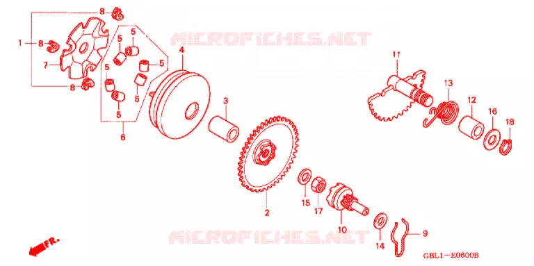 AANDRIJFFACE/ KICKSTARTER SPIL Honda SCOOTER 50 DIO 2000  SK50MY