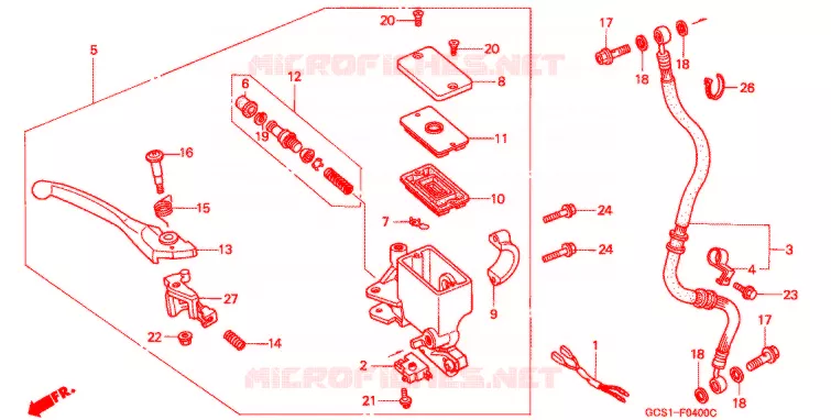 VOORREM HOOFDCILINDER Honda SCOOTER 100 LEAD 2001  NH1001