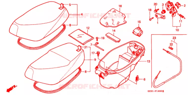 ZITTING/BAGAGEBOX Honda SCOOTER 100 LEAD 2001  NH1001