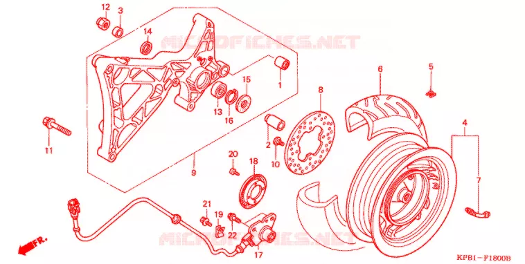 ACHTER WIEL Honda SCOOTER 250 FORZA 2002  NSS250A2_3J