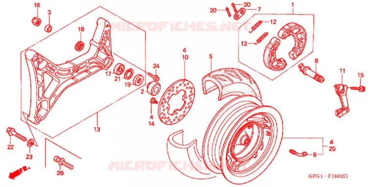 ACHTER WIEL (FES250SE) Honda SCOOTER 250 FORSIGHT 2004  FES250SE3