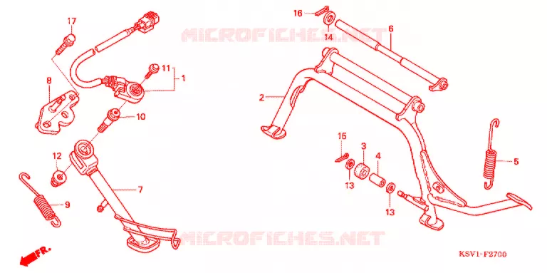 HOOFD STANDAARD/REMPEDAAL Honda SCOOTER 250 FORZA 2005  NSS250A5_J