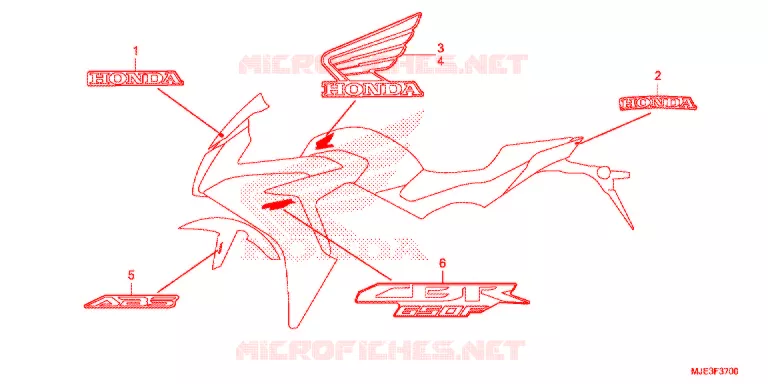 EMBLEEM/STREEP (3U/4ED/ED/FO/MA/RU/U) Honda MOTO 650 CBR 2016  CBR650FAG