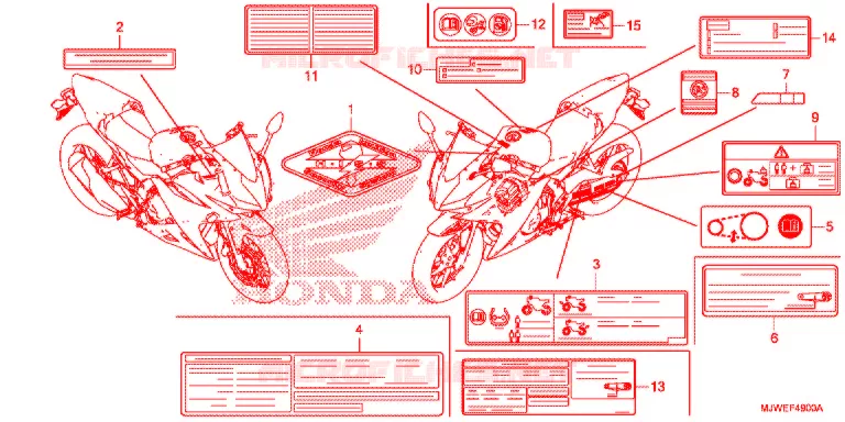 WAARSCHUWINGSLABEL(1) Honda MOTO 500 CBR 2016  CBR500RG