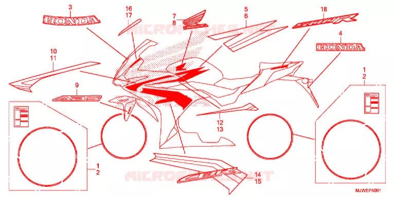 EMBLEEM/STREEP (2) Honda MOTO 500 CBR 2016  CBR500RAG