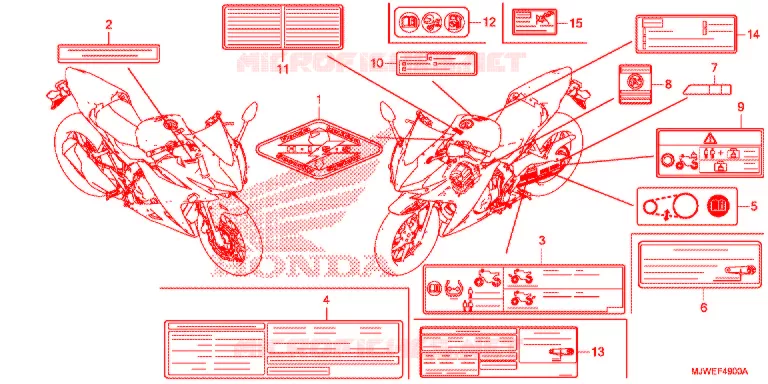 WAARSCHUWINGSLABEL(1) Honda MOTO 500 CBR 2016  CBR500RAG