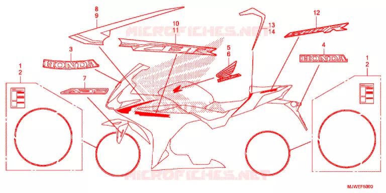 EMBLEEM/STREEP (1) Honda MOTO 500 CBR 2016  CBR500RAG