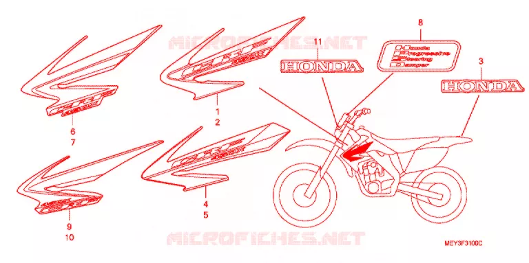 EMBLEEM/STREEP (CRF450X5,6,7,8) Honda MOTO 450 CRF 2008  CRF450X8