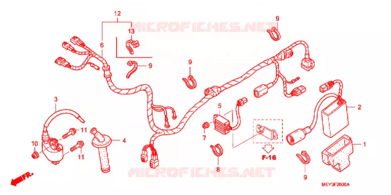 BEDRADINGSBUNDEL/ACCU Honda MOTO 450 CRF 2008  CRF450X8