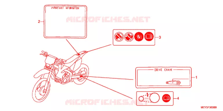 WAARSCHUWINGSLABEL(1) Honda MOTO 450 CRF 2008  CRF450X8