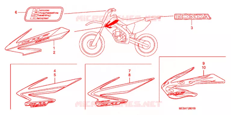 EMBLEEM/STREEP (CRF450R'06-'08) Honda MOTO 450 CRF 2007  CRF450R7