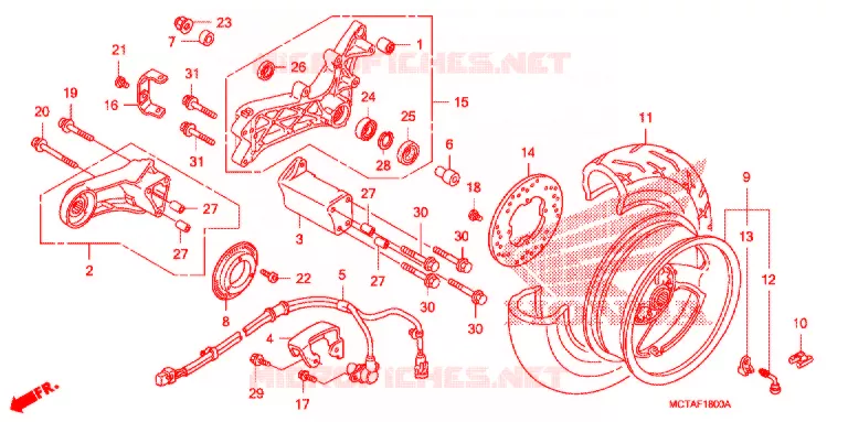 ACHTER WIEL Honda MOTO 70 CRF 2007  CRF70F7