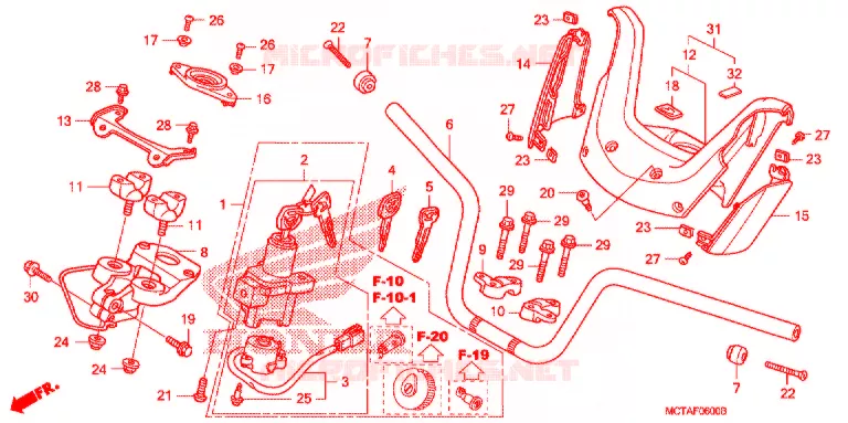 HENDEL PIJP/HENDEL AFDEKKING Honda MOTO 70 CRF 2007  CRF70F7