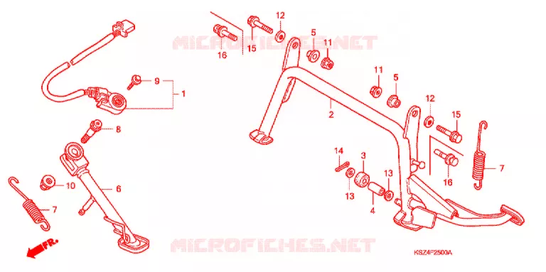 HOOFD STANDAARD/REMPEDAAL Honda SCOOTER 250 REFLEX 2007  NSS250A7_A