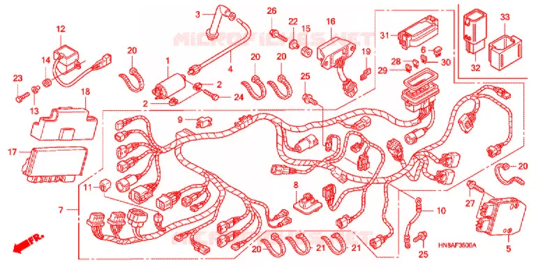 BEDRADINGSBUNDEL/ACCU Honda ATV 680 FOURTRAX 2007  TRX680FGA7