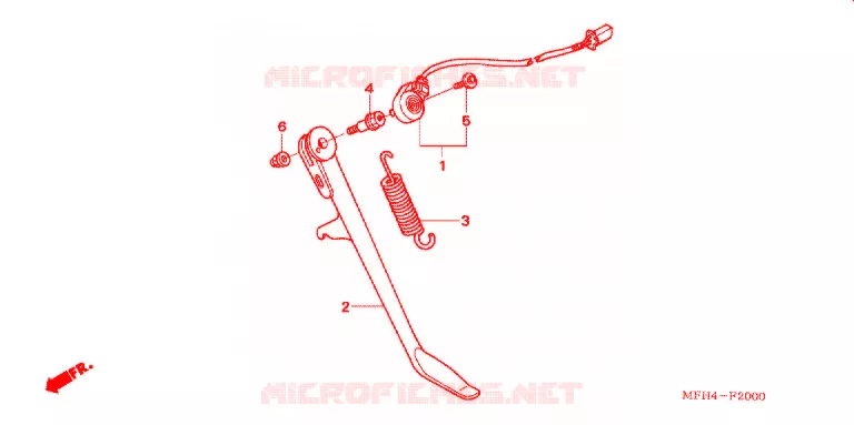 HOOFD STANDAARD/REMPEDAAL Honda MOTO 600 SHADOW 2007  VT600C7