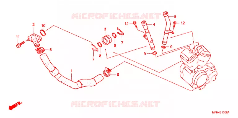 WATER PIJP Honda MOTO 600 SHADOW 2007  VT600C7