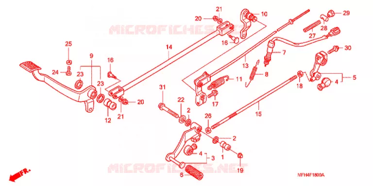 HOOFD STANDAARD/REMPEDAAL Honda MOTO 600 SHADOW 2007  VT600C7