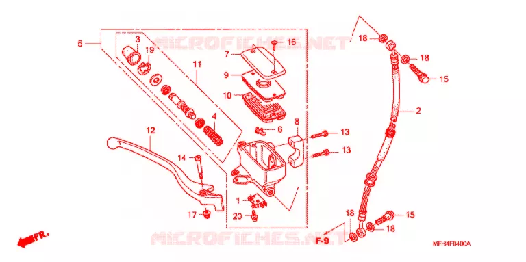 VOORREM HOOFDCILINDER Honda MOTO 600 SHADOW 2007  VT600CD7