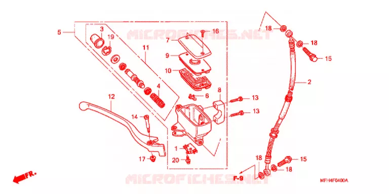 VOORREM HOOFDCILINDER Honda MOTO 600 SHADOW 2007  VT600CD7