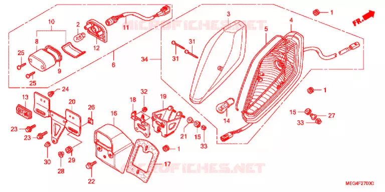 ACHTERLICHT(2) Honda MOTO 750 SHADOW 2007  VT750C7