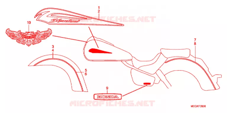 EMBLEEM/STREEP  Honda MOTO 750 SHADOW 2008  VT750C8