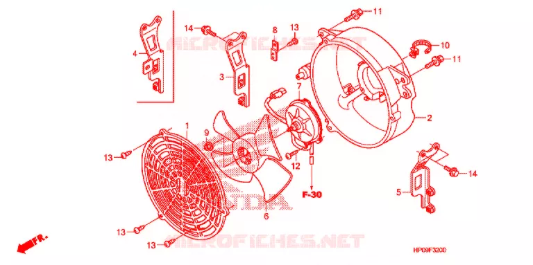 VENTILATOR AFDEKKING/DEKBAND Honda ATV 500 FOURTRAX 2009  TRX500FM9