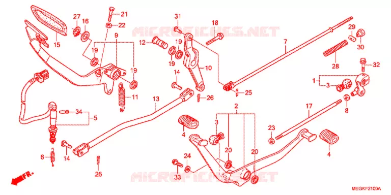 HOOFD STANDAARD/REMPEDAAL Honda MOTO 750 SHADOW 2009  VT750C9