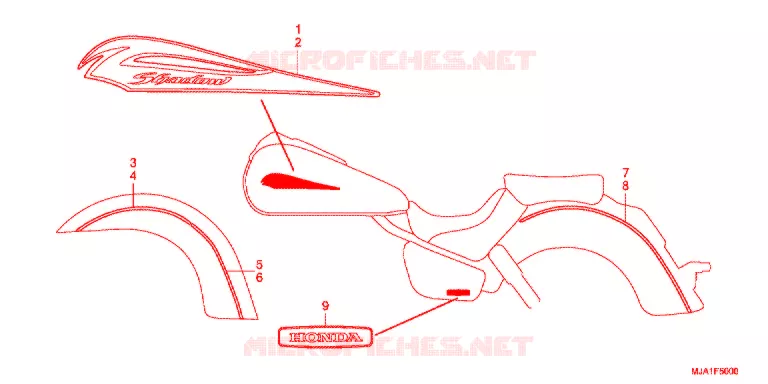 EMBLEEM/STREEP (VT750CA/CS) Honda MOTO 750 SHADOW 2014  VT750CAC
